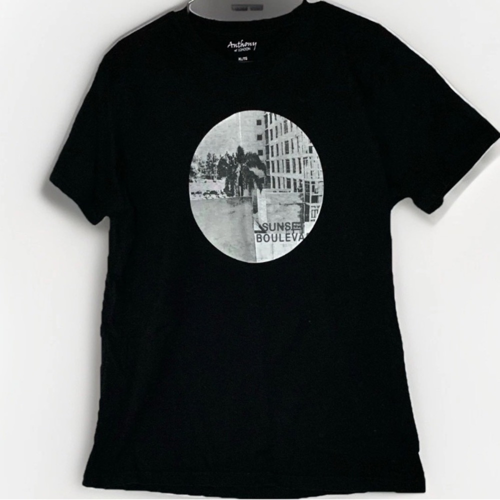 Anthony Of London SUNSET‎ BOULEVARD Black T Shirt Women’s Size XL Classic Travel